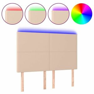 vidaXL cappuccino műbőr LED-es fejtámla 144x5x118/128 cm kép