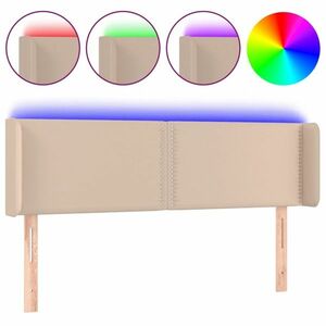 vidaXL cappuccino színű műbőr LED-es fejtámla 147x16x78/88 cm kép