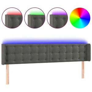 vidaXL sötétszürke bársony LED-es fejtámla 183 x 16 x 78/88 cm kép