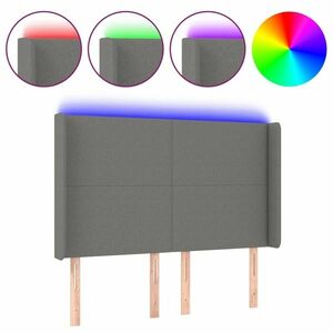 vidaXL sötétszürke szövet LED-es fejtámla 147x16x118/128 cm kép