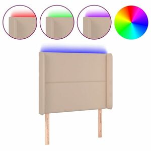 vidaXL cappuccino műbőr LED-es fejtámla 93x16x118/128 cm kép