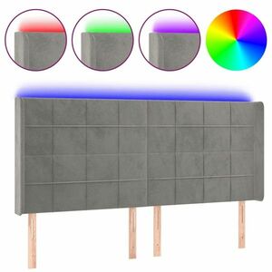 vidaXL világosszürke bársony LED-es fejtámla 183x16x118/128 cm kép