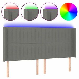 vidaXL sötétszürke szövet LED-es fejtámla 163x16x118/128 cm kép