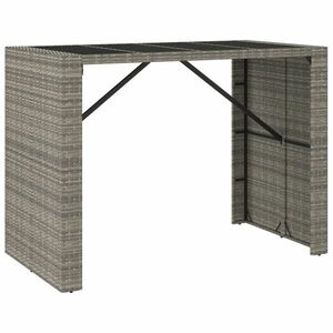 vidaXL szürke polyrattan üveglapos kerti asztal 145 x 80 x 110 cm kép