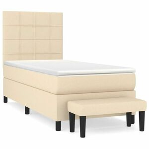 vidaXL krémszínű szövet rugós ágy matraccal 100 x 200 cm kép