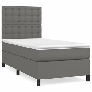 vidaXL szürke műbőr rugós ágy matraccal 90x190 cm kép