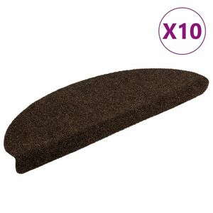 vidaXL 10 db barna tűlyukasztott öntapadó lépcsőszőnyeg 65 x 21 x 4 cm kép