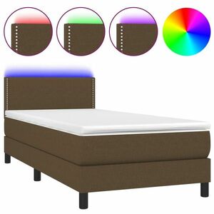 vidaXL barna szövet rugós és LED-es ágy matraccal 90x190 cm kép