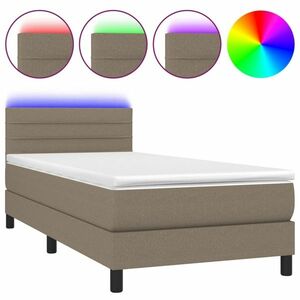 vidaXL tópszínű szövet rugós és LED-es ágy matraccal 90x190 cm kép