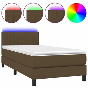 vidaXL barna szövet rugós és LED-es ágy matraccal 90x200 cm kép