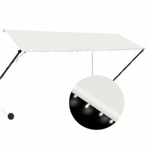 vidaXL feltekerhető krémszínű napellenző LED-del 300 x 150 cm kép