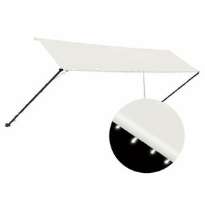 vidaXL feltekerhető krémszínű napellenző LED-del 400 x 150 cm kép