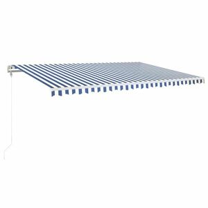 vidaXL kék/fehér automata szélérzékelős és LED-es napellenző 500x350cm kép