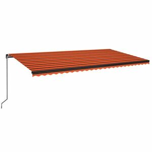 vidaXL narancs és barna kézzel kihúzható LED-es napellenző 600x350 cm kép