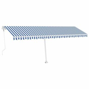 vidaXL kék/fehér automata szélérzékelős és LED-es napellenző 600x300cm kép