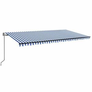 vidaXL kék/fehér automata szélérzékelős és LED-es napellenző 600x350cm kép