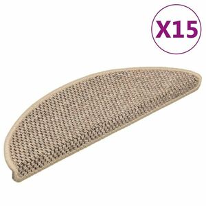 vidaXL 15 db szizál hatású sötét bézsszínű lépcsőszőnyeg 56x17x3 cm kép