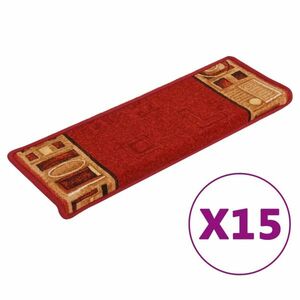 vidaXL 15 db piros öntapadó lépcsőszőnyeg 65x21x4 cm kép