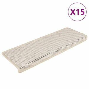 vidaXL 15 db szizál hatású krémszínű öntapadó lépcsőszőnyeg 65x21x4 cm kép