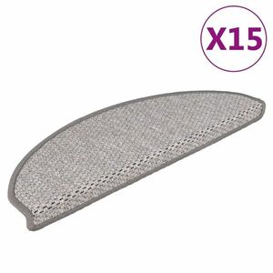 vidaXL 15 db szizál hatású platina öntapadó lépcsőszőnyeg 65x21x4 cm kép