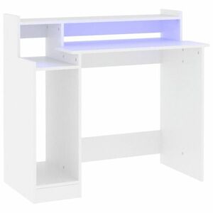 vidaXL fehér szerelt fa íróasztal LED-ekkel 97 x 45 x 90 cm kép