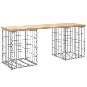 vidaXL tömör fenyőfa gabion kerti pad 103x31x42 cm kép