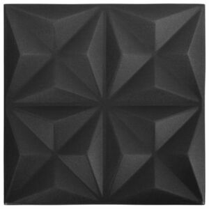 vidaXL 48 darab origami fekete 3D fali panel 50 x 50 cm 12 m² kép