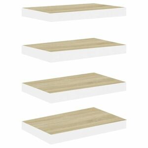 vidaXL 4 db tölgyszínű és fehér MDF lebegő fali polc 50 x 23 x 3, 8 cm kép