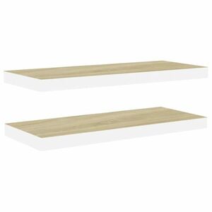 vidaXL 2 db tölgyszínű és fehér MDF lebegő fali polc 80x23, 5x3, 8 cm kép