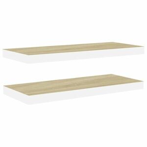 vidaXL 2 db tölgyszínű és fehér MDF lebegő fali polc 60x23, 5x3, 8 cm kép