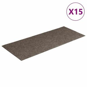 vidaXL 15 db krémszínű négyszögletes öntapadó lépcsőszőnyeg 60 x 25 cm kép