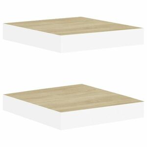 vidaXL 2 db tölgyszínű és fehér MDF lebegő fali polc 23x23, 5x3, 8 cm kép