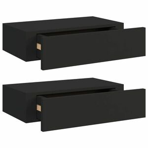 vidaXL 2 db fekete MDF falra szerelhető fiókos polc 40 x 23, 5 x 10 cm kép