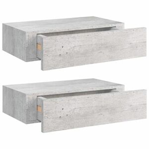 vidaXL 2 db betonszürke MDF falra szerelhető fiókos polc 40x23, 5x10 cm kép