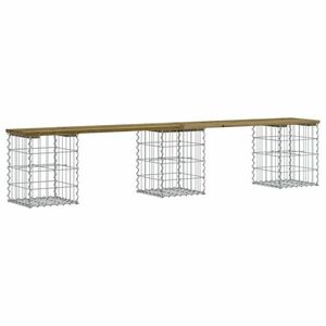 vidaXL impregnált fenyőfa gabion kerti pad 203 x 31 x 42 cm kép