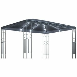 vidaXL antracitszürke pavilon LED fényfüzérrel 400 x 300 cm kép