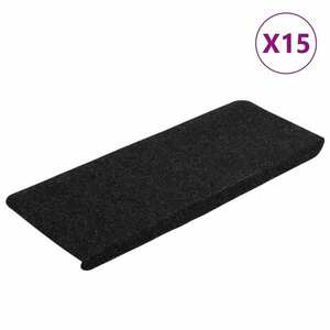 vidaXL 15 db fekete öntapadó lépcsőszőnyeg 65x24, 5x3, 5 cm kép