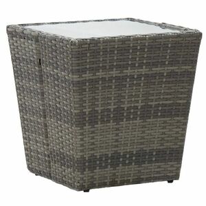 vidaXL szürke polyrattan és edzett üveg teázóasztal 41, 5x41, 5x43 cm kép