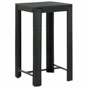 vidaXL fekete polyrattan kerti bárasztal 60, 5 x 60, 5 x 110, 5 cm kép