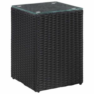 vidaXL fekete polyrattan kisasztal üveg asztallappal 35 x 35 x 52 cm kép