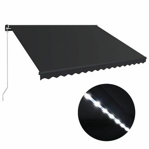 vidaXL antracitszürke kézzel kihúzható LED-es napellenző 450 x 300 cm kép