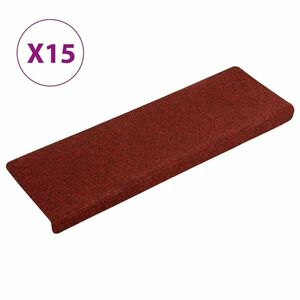 vidaXL 15 db tűvel lyuggatott piros szövet lépcsőszőnyeg 65x21x4 cm kép