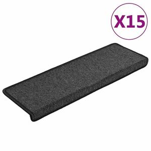 vidaXL 15 db antracitszürke lépcsőszőnyeg 65x21x4 cm kép