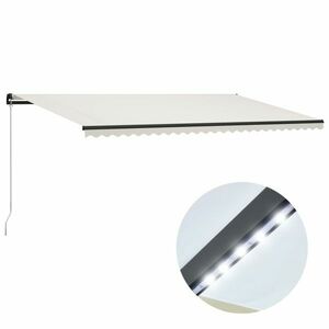 vidaXL krémszínű kézzel kihúzható LED-es napellenző 600 x 300 cm kép