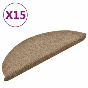 vidaXL 15 db krémszínű tűlyukasztott öntapadó lépcsőszőnyeg 56x17x3 cm kép