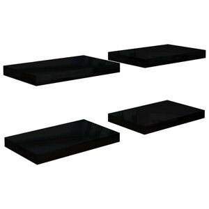 vidaXL 4 db magasfényű fekete MDF lebegő fali polc 40 x 23 x 3, 8 cm kép