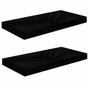 vidaXL 2 db magasfényű fekete MDF lebegő fali polc 50 x 23 x 3, 8 cm kép