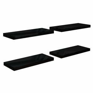 vidaXL 4 db magasfényű fekete MDF lebegő fali polc 60 x 23, 5 x 3, 8 cm kép