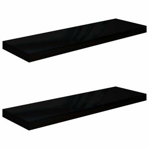 vidaXL 2 db magasfényű fekete MDF lebegő fali polc 80 x 23, 5 x 3, 8 cm kép