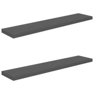 vidaXL 2 db magasfényű szürke MDF lebegő fali polc 120 x 23, 5 x 3, 8 cm kép